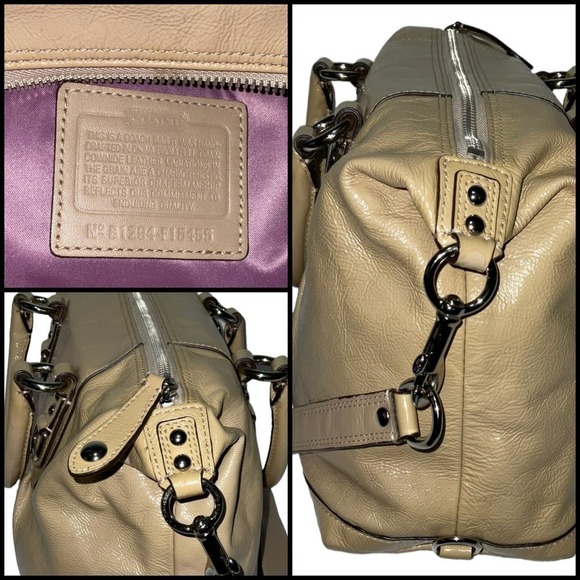 COACH ASHLEY CROSSBODY BEIGE METALLIC SATCHEL BAG F15447 - Picture 8 of 14